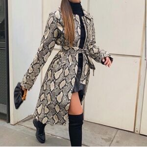 Snakeskin Long Trench Coat NWT Bputique by @getchoosy CHOOSY Boutique $200 Size